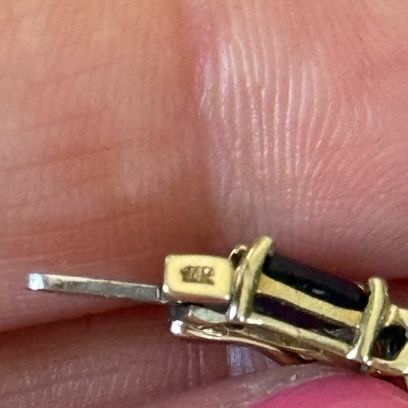 Solid 14k Yellow Gold Sapphire & Diamond Tennis Bracelet - Picture 16 of 16